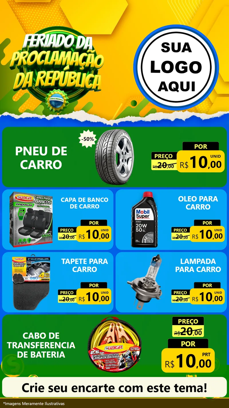 Modelo de TV para TV Vertical com o tema Feriado da Proclamação da República para Auto peças