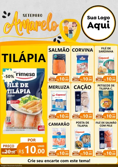 Modelo de Encarte para Encarte A4 Vertical com o tema Setembro Amarelo para Peixaria