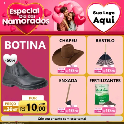 Modelo de Rede Social para Feed Facebook com o tema Especial Dia dos Namorados para Agropecuária