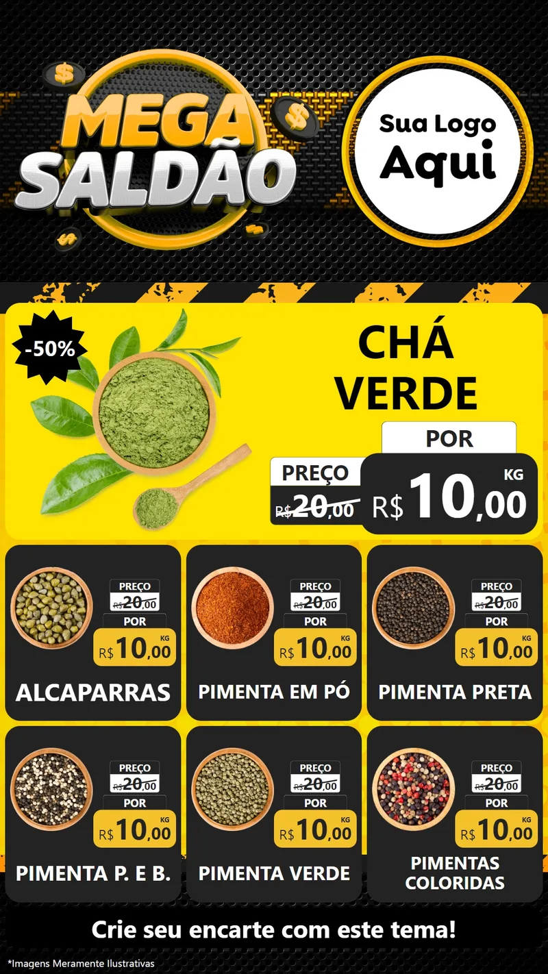 Modelo de Rede Social para Stories com o tema Mega Saldão para Produtos Naturais