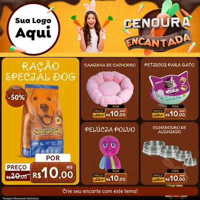 Modelo de Rede Social para Feed Facebook com o tema Cenoura Encantada - Páscoa para Pet Shop