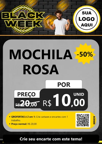 Modelo de Cartaz para Cartaz A4 Vertical com o tema Black Week para Papelaria