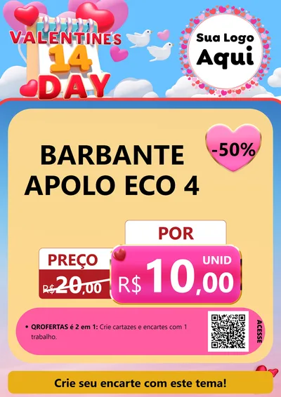Modelo de Cartaz para Cartaz A4 Vertical com o tema Valentine's Day para Armarinho e Aviamentos