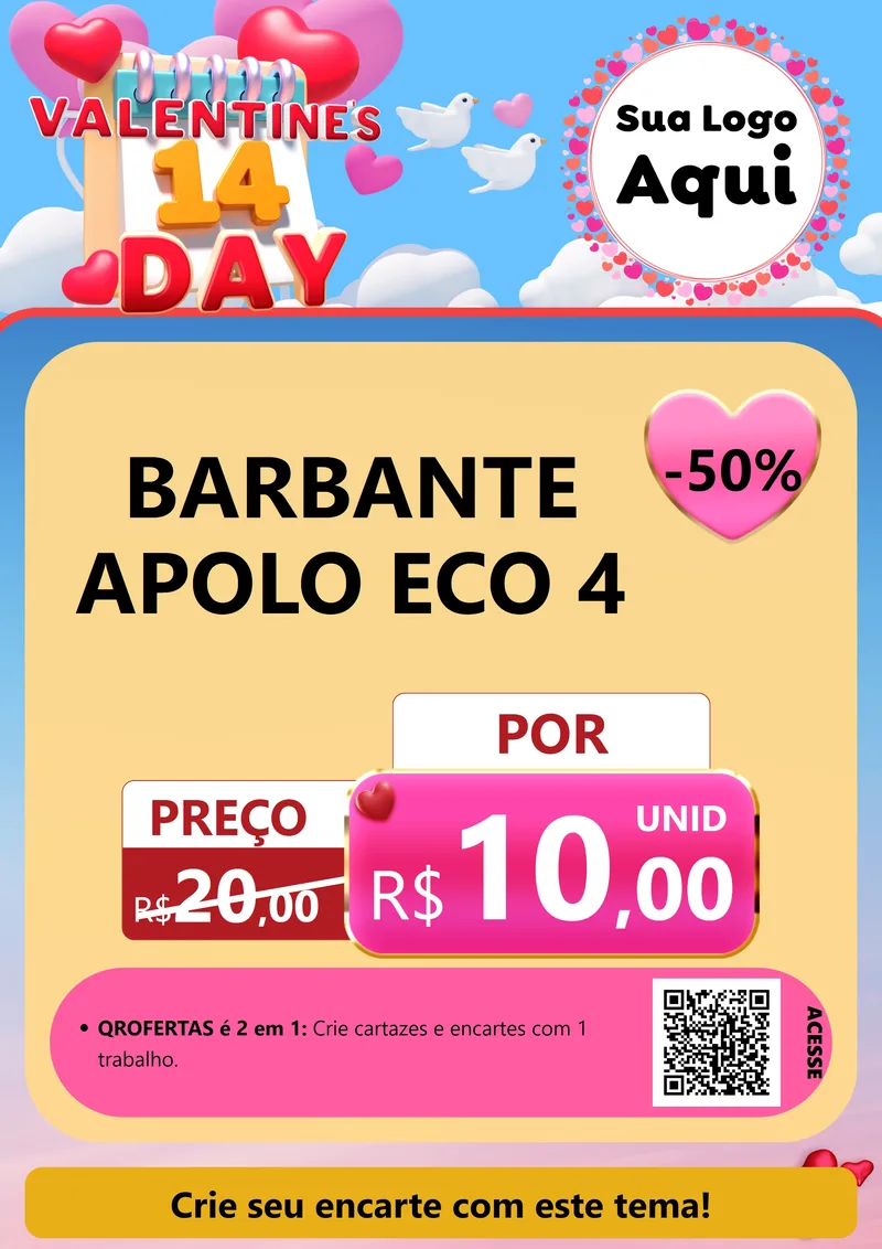 Modelo de Cartaz para Cartaz A4 Vertical com o tema Valentine's Day para Armarinho e Aviamentos