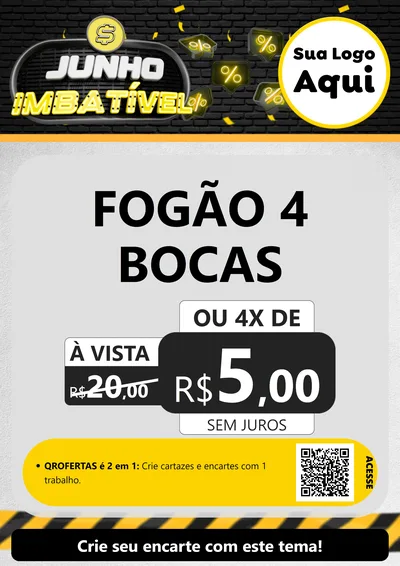 Modelo de Cartaz para Cartaz A4 Vertical com o tema Junho Imbatível para Móveis e Eletro