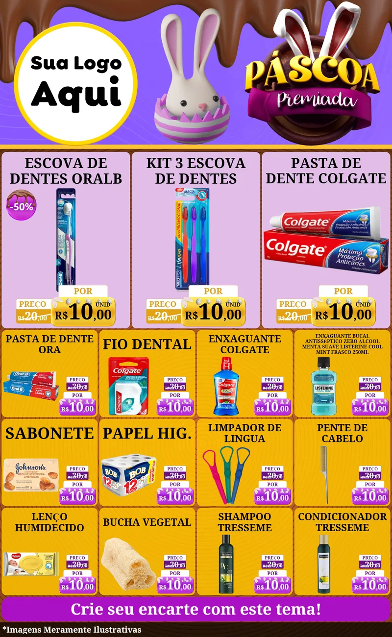 Modelo de Encarte para Encarte Grande com o tema Páscoa Premiada para Higiene Pessoal
