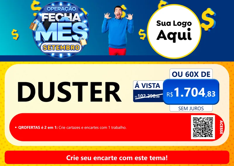 Modelo de Cartaz para Cartaz A4 Horizontal com o tema Operação Fecha Mês Setembro para Concessionaria de Carros
