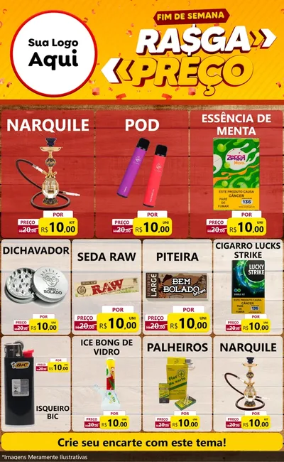 Modelo de Encarte para Encarte Grande com o tema Fim de Semana Rasga Preços para Tabacaria