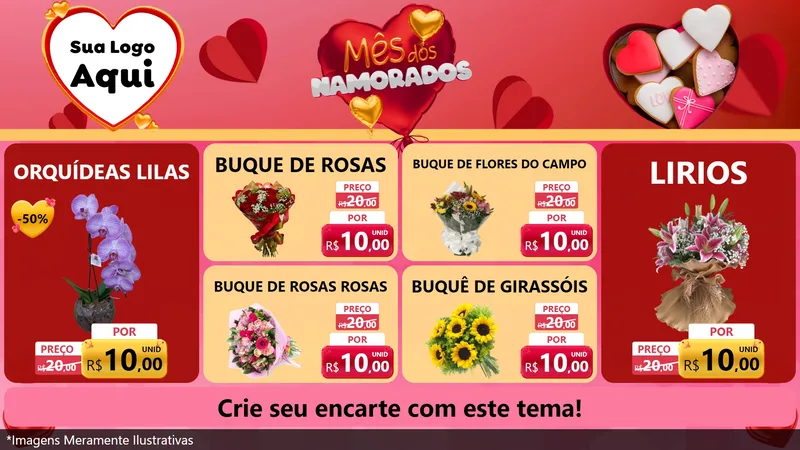 Modelo de TV para TV Horizontal com o tema Mês dos Namorados para Floricultura e jardim