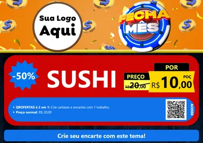 Modelo de Cartaz para Cartaz A4 Horizontal com o tema Fecha Mês para Comida japonesa