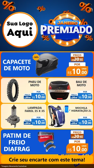 Modelo de TV para TV Vertical com o tema Janeiro Premiado para Moto peças