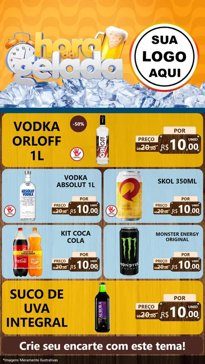 Modelo de TV para TV Vertical com o tema Hora da Gelada para Distribuidora de bebidas