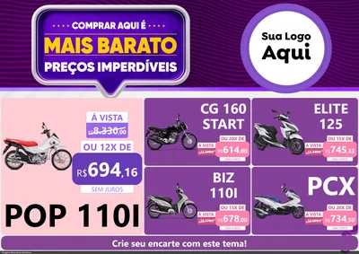 Modelo de Encarte para Encarte A4 Horizontal com o tema Mais Barato para Concessionaria de Motos