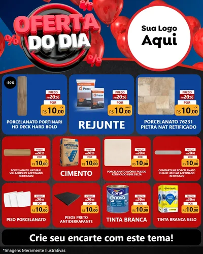 Modelo de Rede Social para Feed Instagram com o tema Oferta do Dia para Pisos e revestimentos