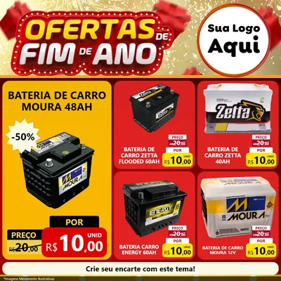 Modelo de Rede Social para Feed Facebook com o tema Ofertas de Fim de Ano para Baterias Elétricas