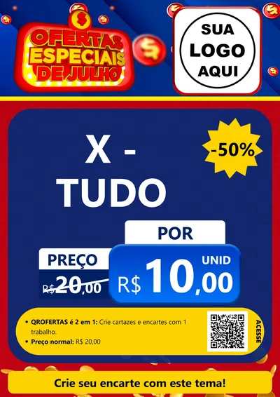 Modelo de Cartaz para Cartaz A4 Vertical com o tema Ofertas Especiais de Julho para Hamburgueria