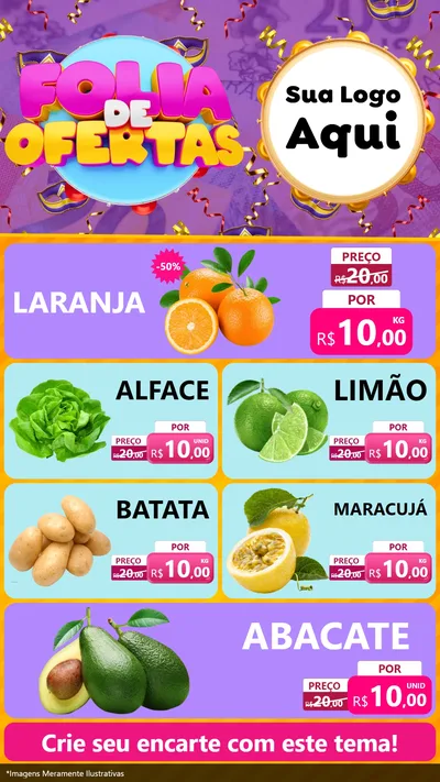 Modelo de TV para TV Vertical com o tema Folia de Ofertas para Hortifrúti