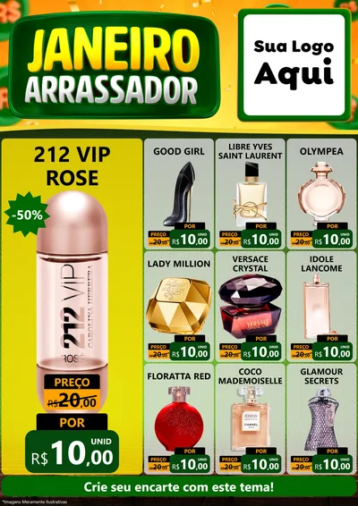 Modelo de Encarte para Encarte A4 Vertical com o tema Janeiro Arrasador para Perfumes