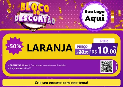 Modelo de Cartaz para Cartaz A4 Horizontal com o tema Bloco do Descontão para Hortifrúti