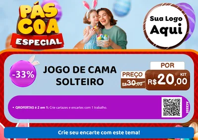 Modelo de Cartaz para Cartaz A4 Horizontal com o tema Páscoa Especial para Cama, Mesa e Banho