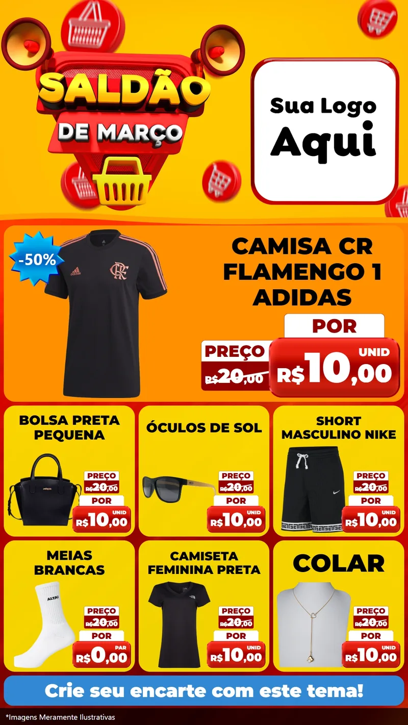 Modelo de Rede Social para Stories com o tema Saldão de Março para Roupas e acessórios