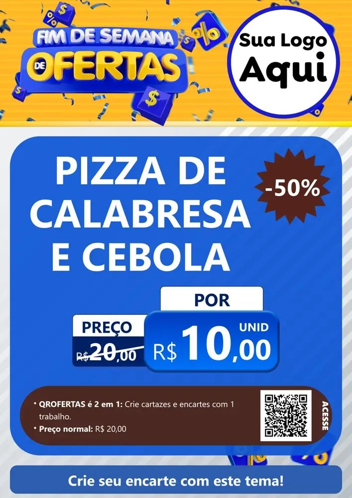 Modelo de Cartaz para Cartaz A4 Vertical com o tema Fim de Semana de Ofertas para Pizzaria