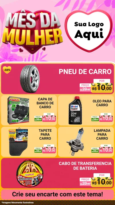 Modelo de TV para TV Vertical com o tema Mês da Mulher para Auto peças