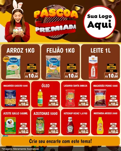 Modelo de Rede Social para Feed Instagram com o tema Páscoa Premiada para Supermercado