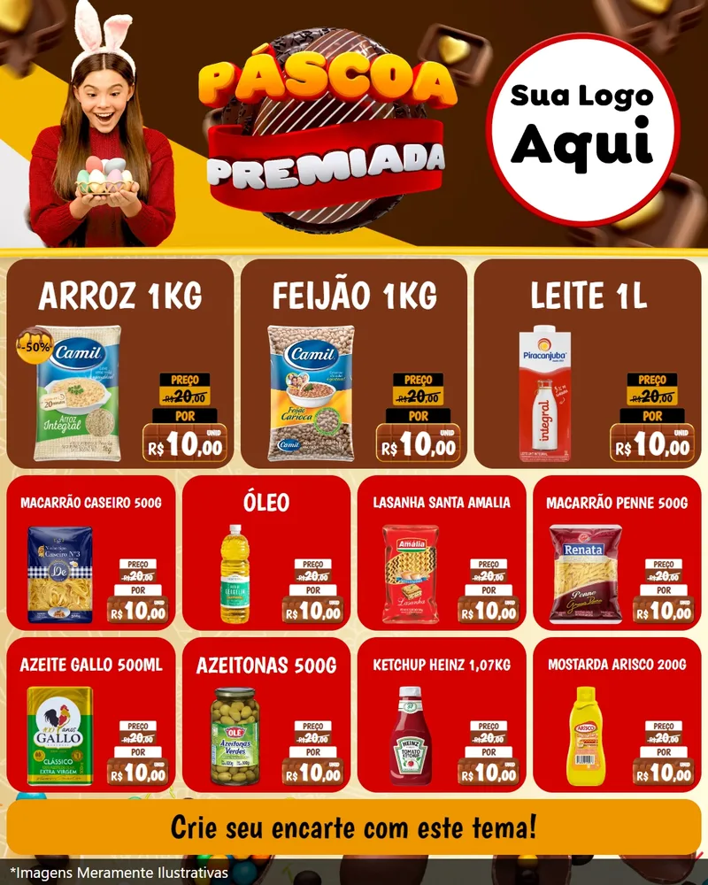 Modelo de Rede Social para Feed Instagram com o tema Páscoa Premiada para Supermercado