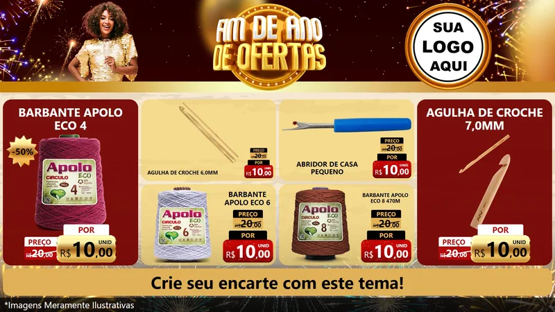Modelo de TV para TV Horizontal com o tema Fim de Ano de Ofertas para Armarinho e Aviamentos