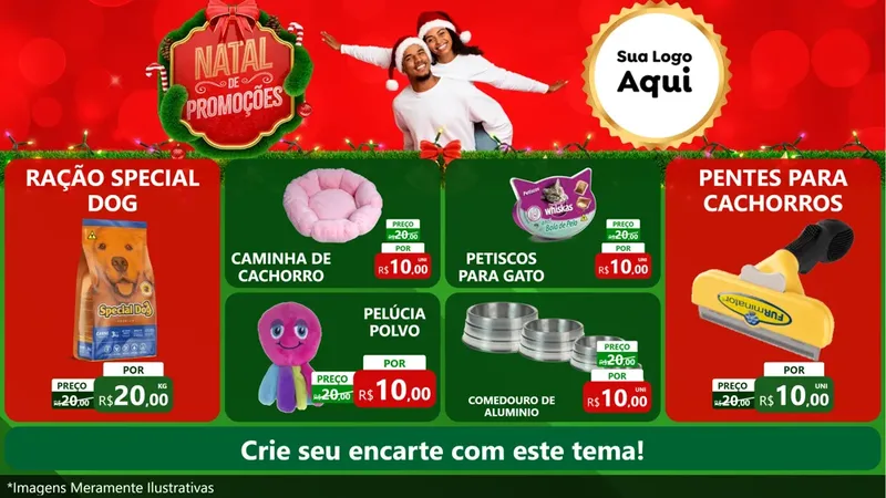 Modelo de TV para TV Horizontal com o tema Natal de Promoções para Pet Shop