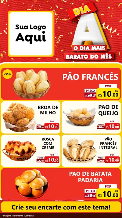 Modelo de TV para TV Vertical com o tema Dia A o Dia Mais Barato do Mês para Padaria