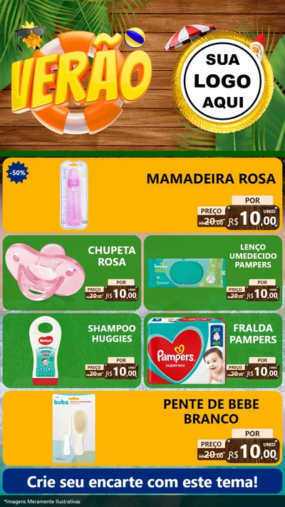 Modelo de TV para TV Vertical com o tema Verão para Bebês
