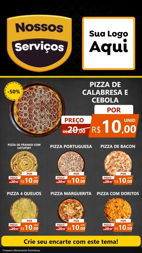 Modelo de Rede Social para Stories com o tema Nossos Serviços para Pizzaria