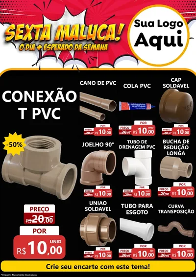 Modelo de Encarte para Encarte A4 Vertical com o tema Sexta Maluca! para Tubos e conexões