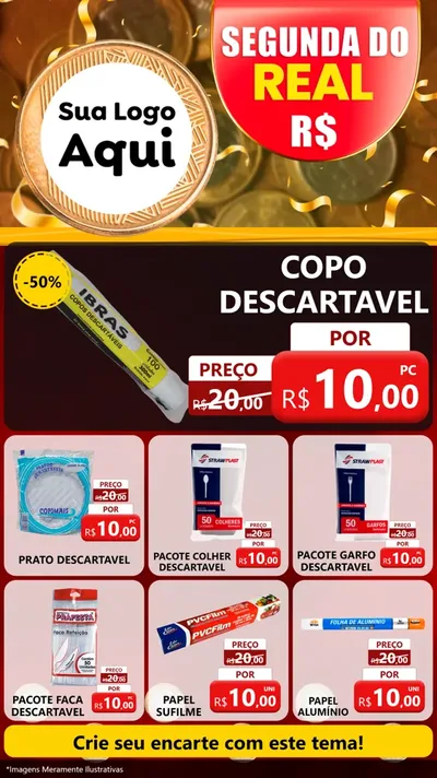 Modelo de Rede Social para Stories com o tema Segunda do Real para Embalagens