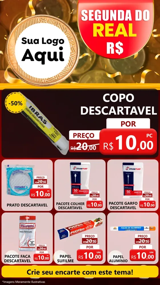Modelo de Rede Social para Stories com o tema Segunda do Real para Embalagens