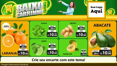 Modelo de TV para TV Horizontal com o tema Preço Baixo Carrinho Cheio para Hortifrúti