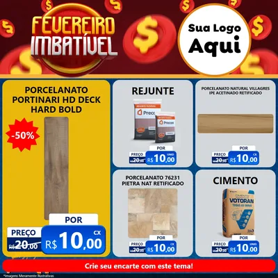 Modelo de Rede Social para Feed Facebook com o tema Fevereiro Imbatível para Pisos e revestimentos