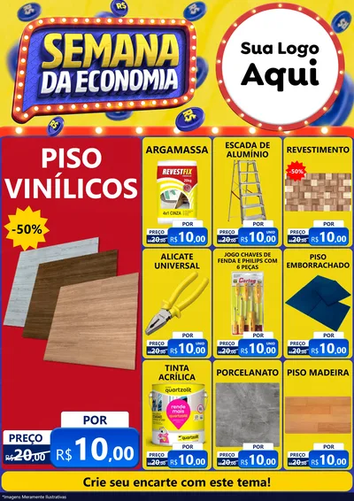 Modelo de Encarte para Encarte A4 Vertical com o tema Semana da Economia para Material para Construção