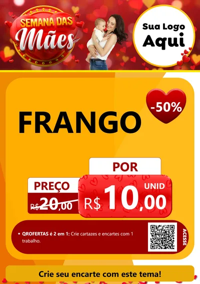 Modelo de Cartaz para Cartaz A4 Vertical com o tema Semana das Mães para Assados