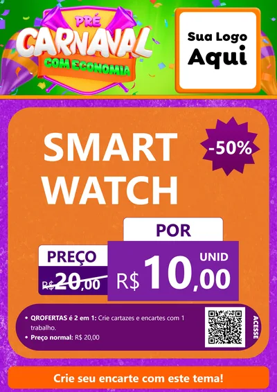 Modelo de Cartaz para Cartaz A4 Vertical com o tema Pré-Carnaval Com Economia para Informática