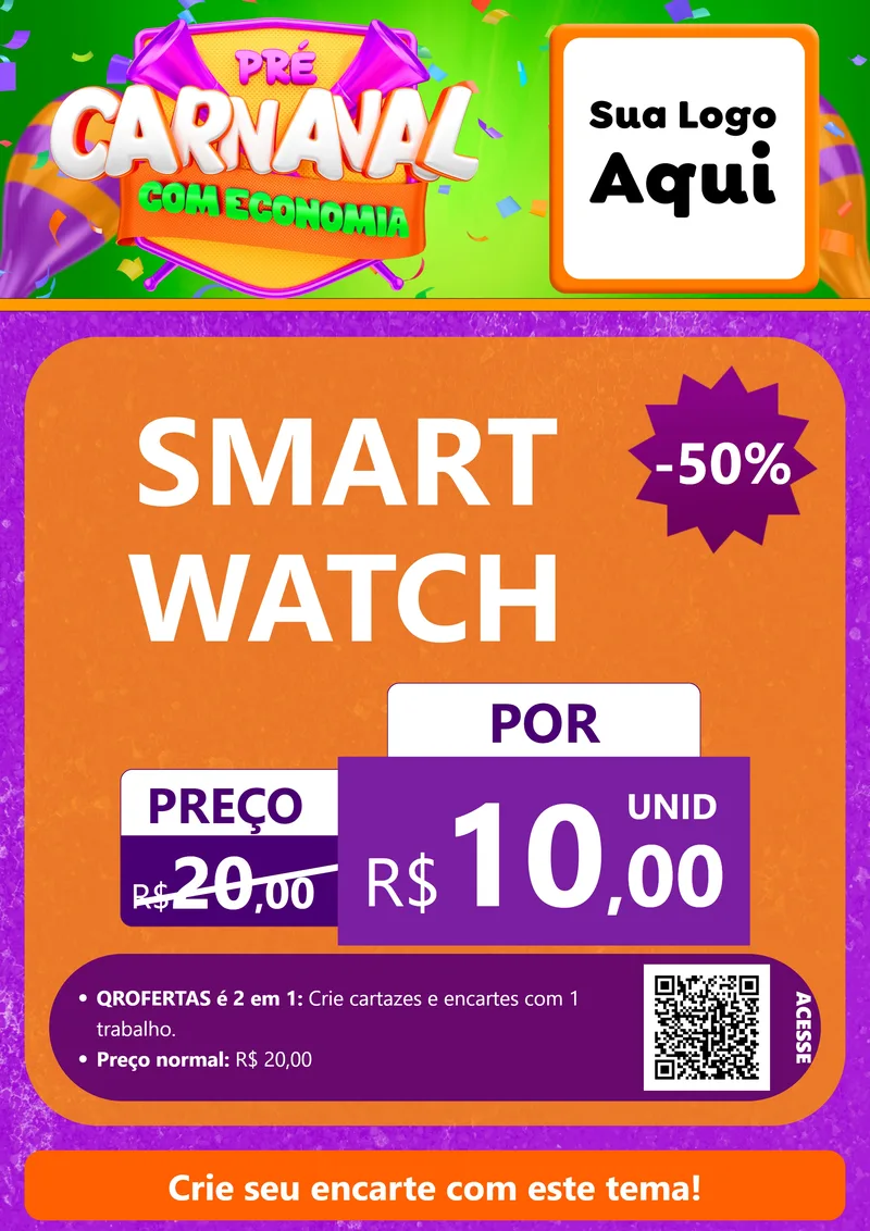 Modelo de Cartaz para Cartaz A4 Vertical com o tema Pré-Carnaval Com Economia para Informática