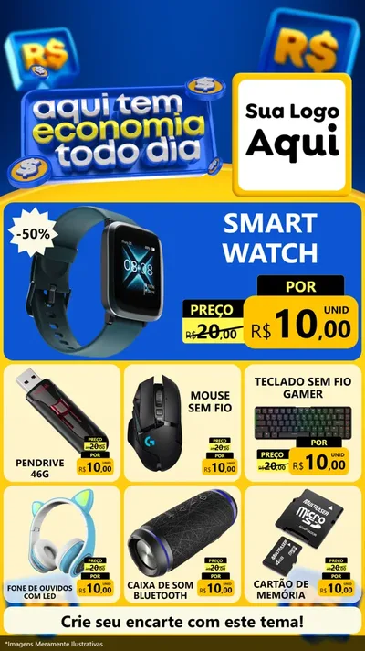 Modelo de Rede Social para Stories com o tema Aqui Tem Economia Todo Dia para Informática