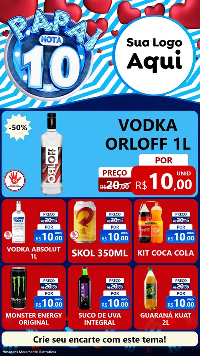 Modelo de Rede Social para Stories com o tema Papai Nota 10 para Distribuidora de bebidas