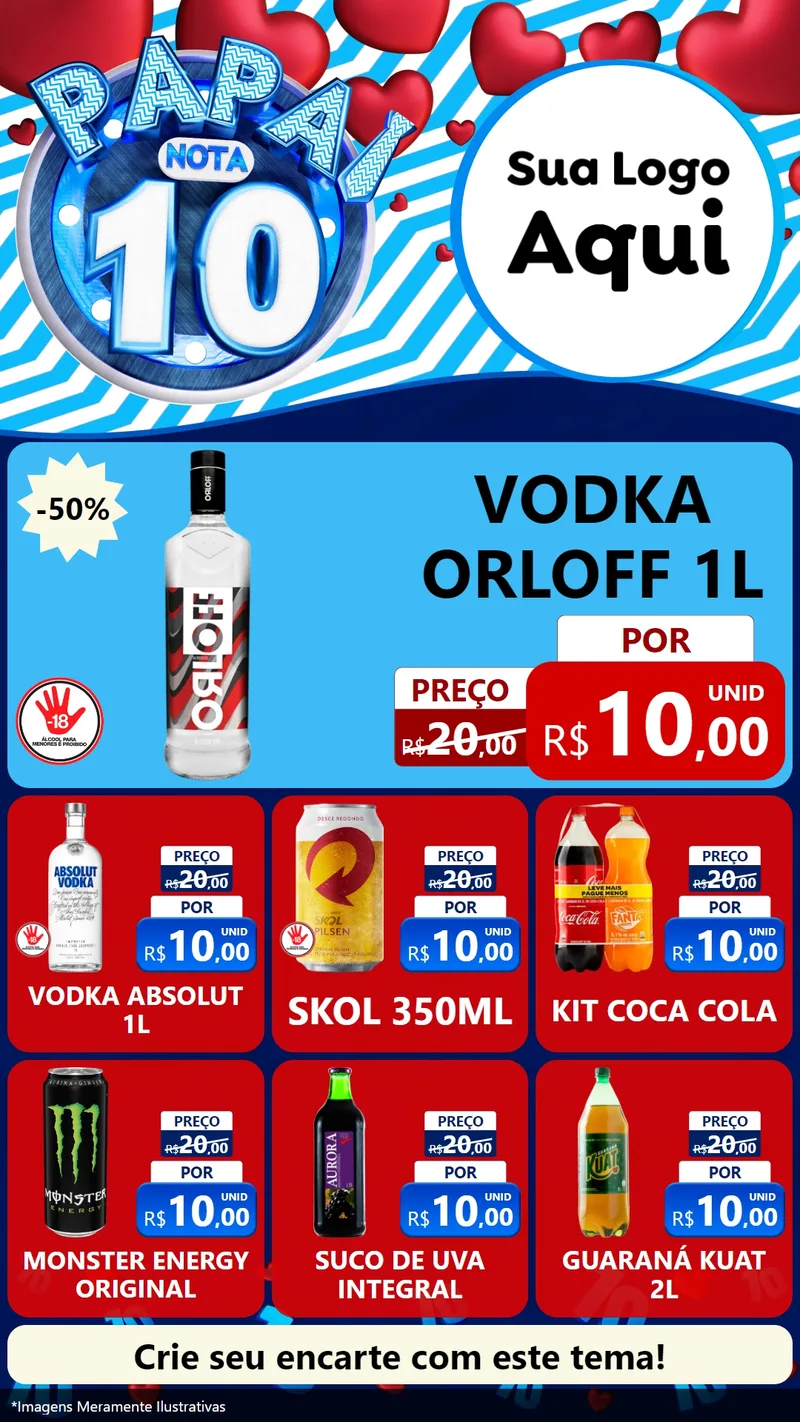 Modelo de Rede Social para Stories com o tema Papai Nota 10 para Distribuidora de bebidas