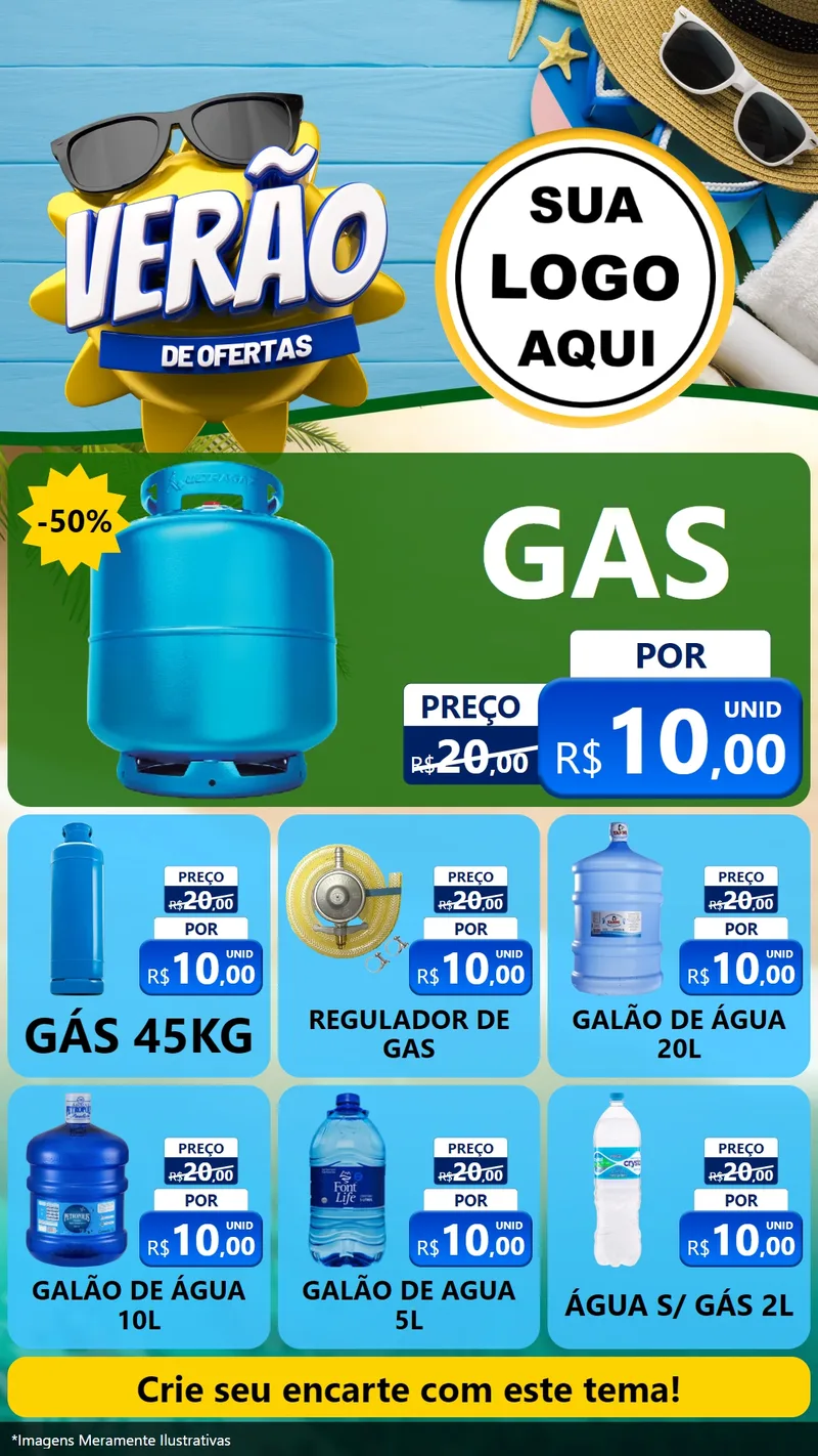 Modelo de Rede Social para Stories com o tema Verão de Ofertas para Água e gás
