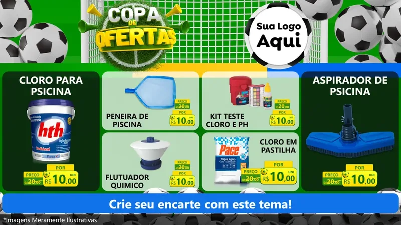 Modelo de TV para TV Horizontal com o tema Copa De Ofertas para Produtos para Piscina