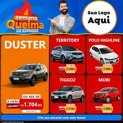Modelo de Rede Social para Feed Facebook com o tema Semana Queima de Estoque para Concessionaria de Carros