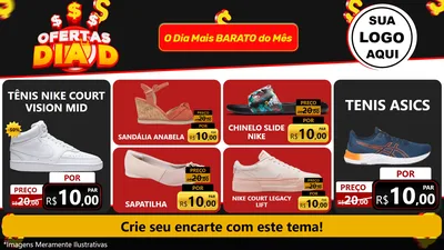 Modelo de TV para TV Horizontal com o tema Ofertas Dia D para Calçados